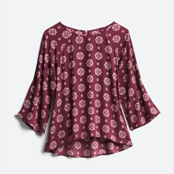 Papermoon Larie Crew Neck Blouse - Maroon - Size Small - Picture 4 of 11